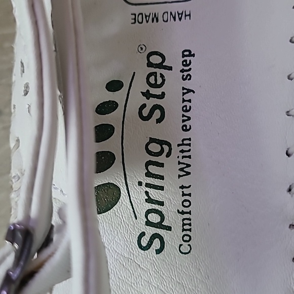 Spring Step Leather Peep-toe Wedge Sandals Belford White Size 9.5 or 10 - Picture 5 of 12